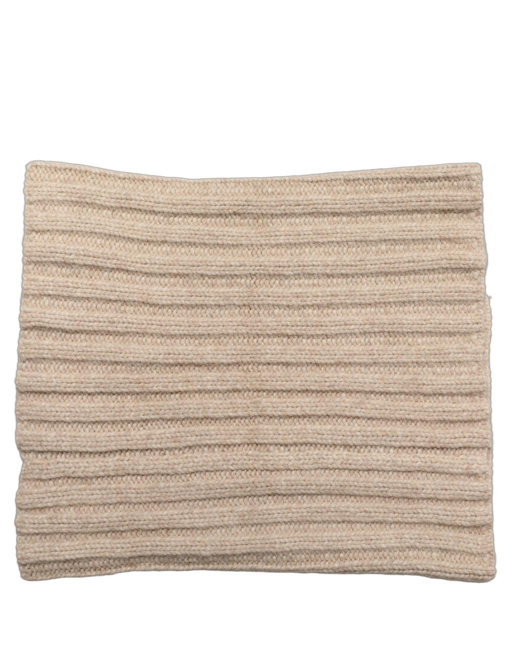Light Beige Ribbed Knit Neck Warmer Scarf