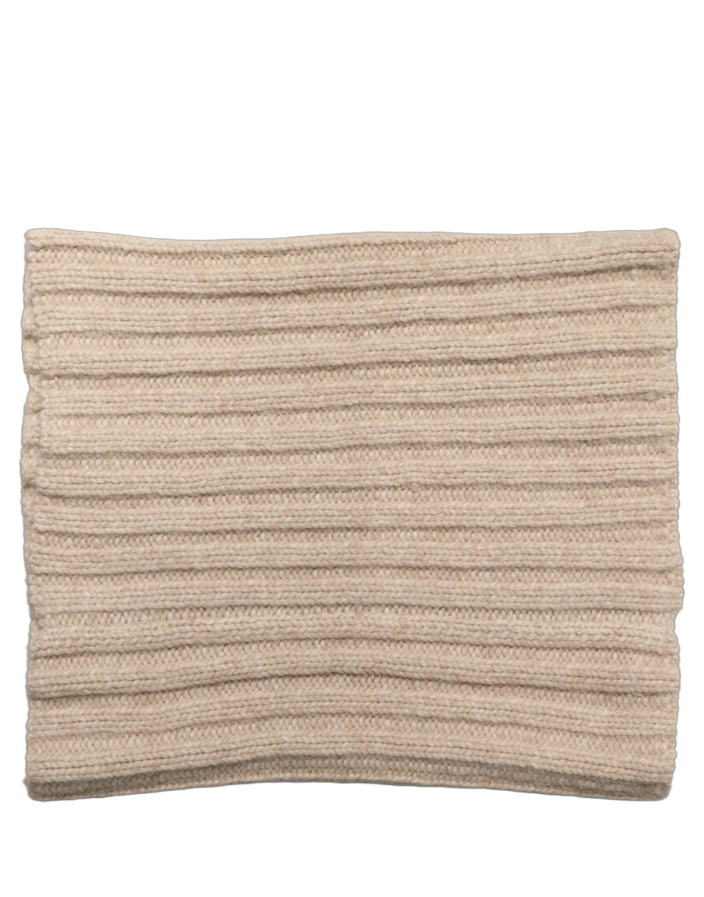 Light Beige Ribbed Knit Neck Warmer Scarf