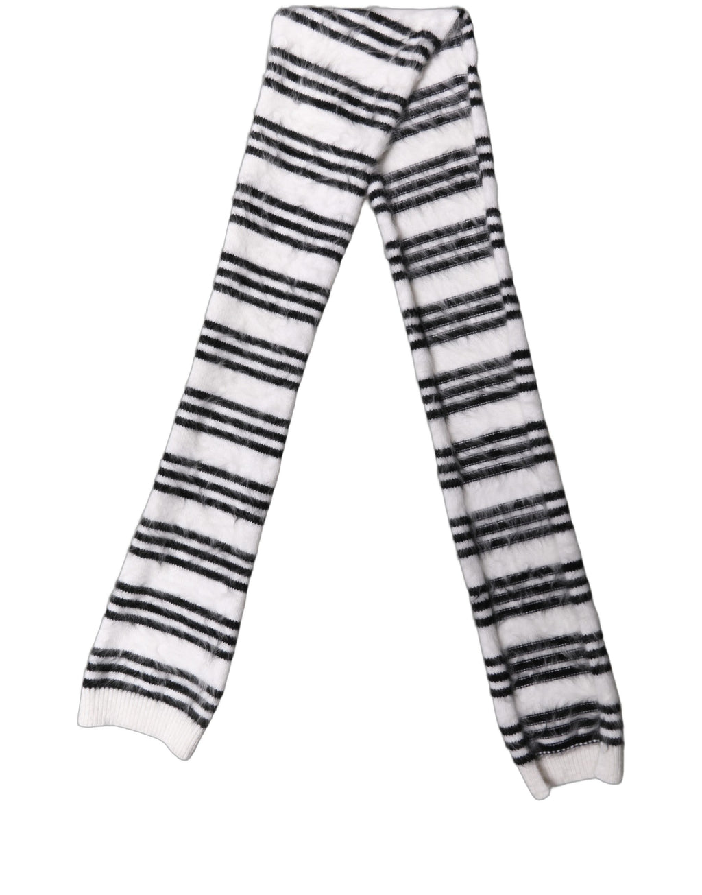 White Black Striped Skinny Neck Warmer Scarf