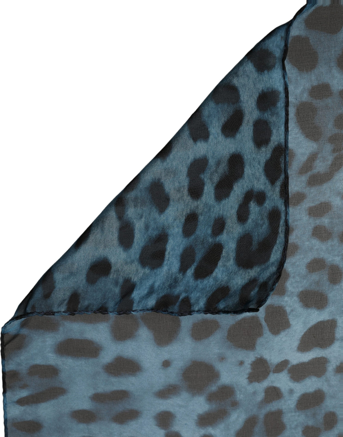 Blue Leopard Print Silk Square Foulard Scarf