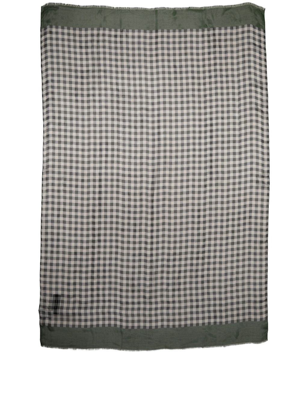 Green White Napoli Silk Gingham Shawl Scarf