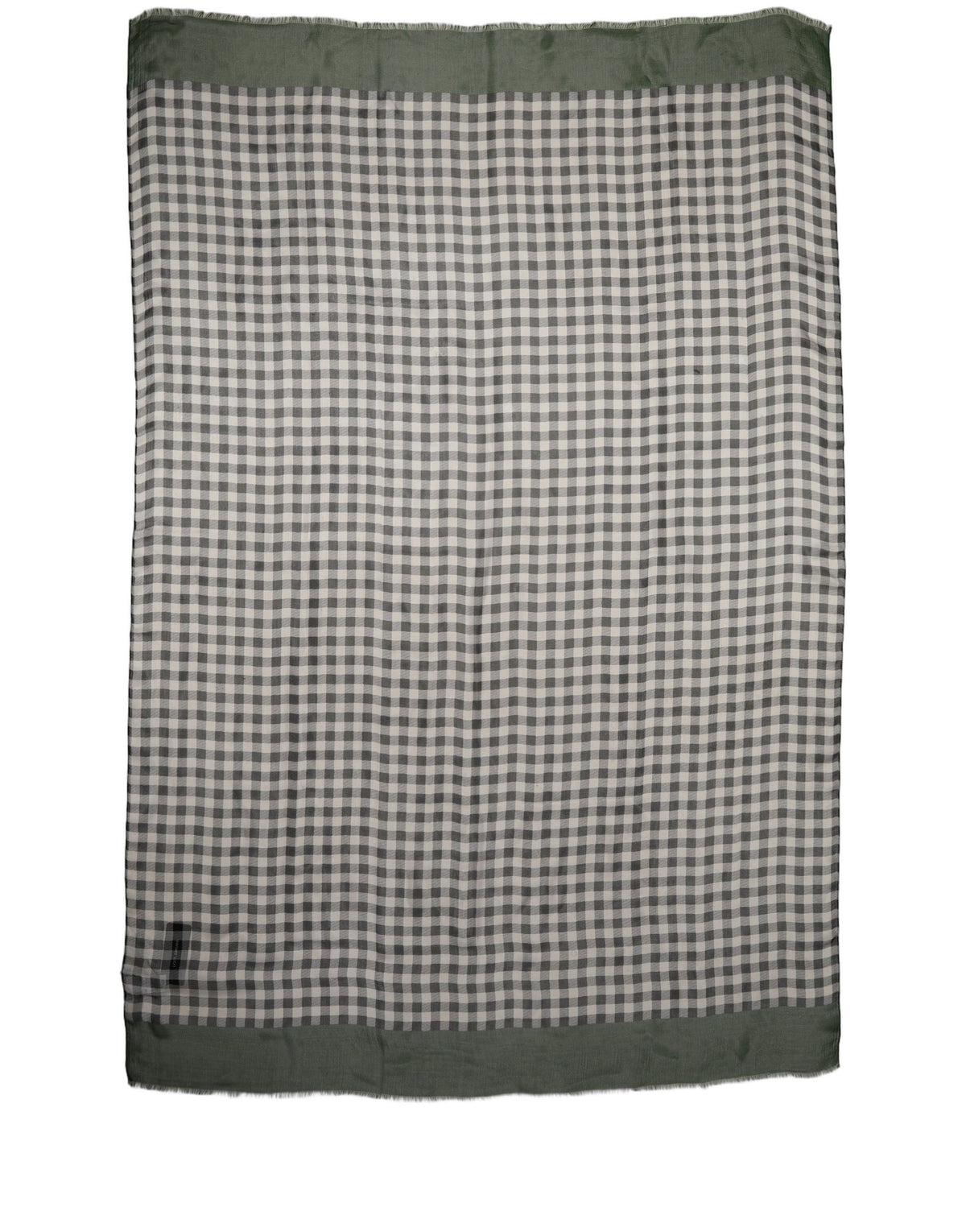 Green White Napoli Silk Gingham Shawl Scarf
