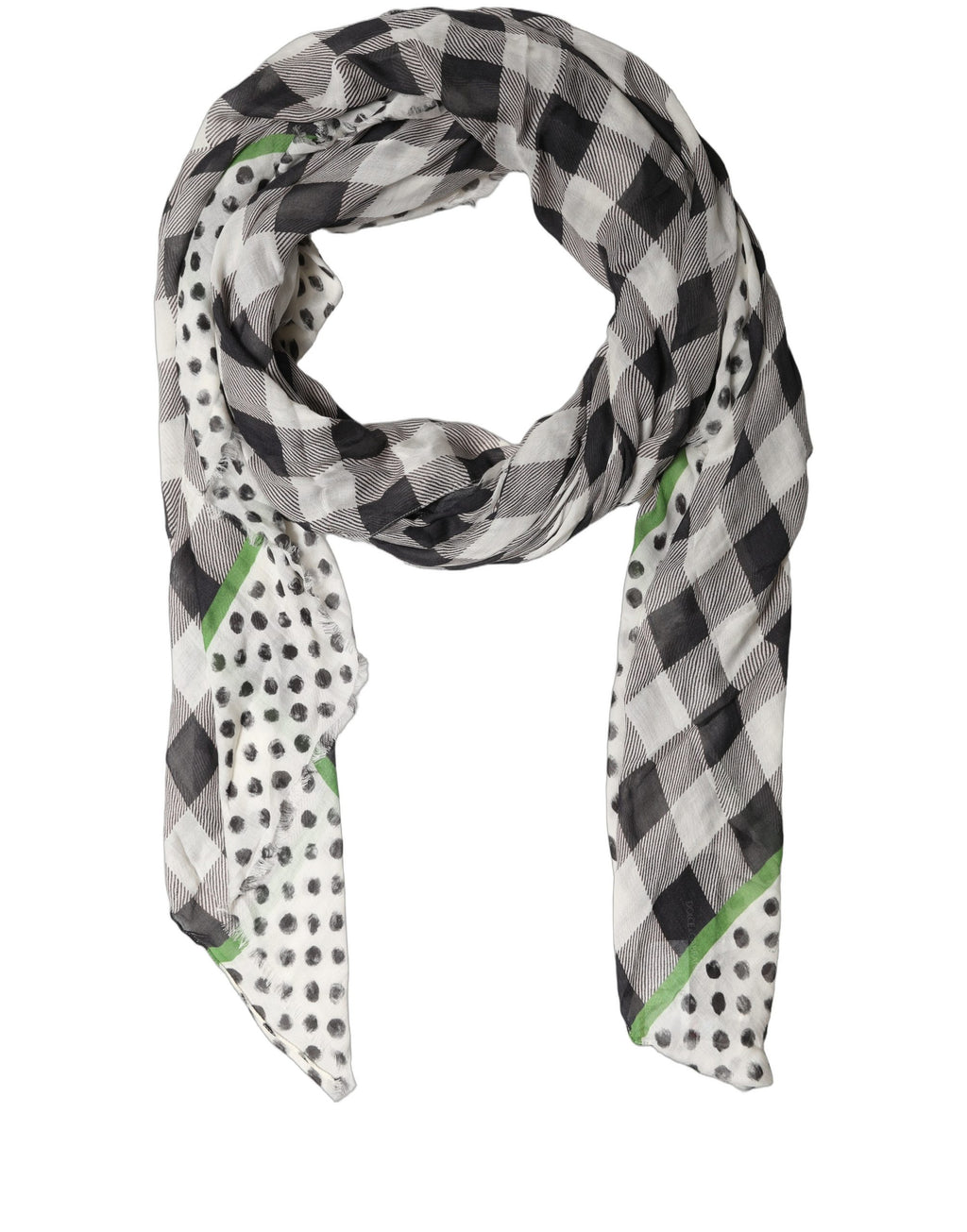 Black White Napoli Modal Check Shawl Scarf