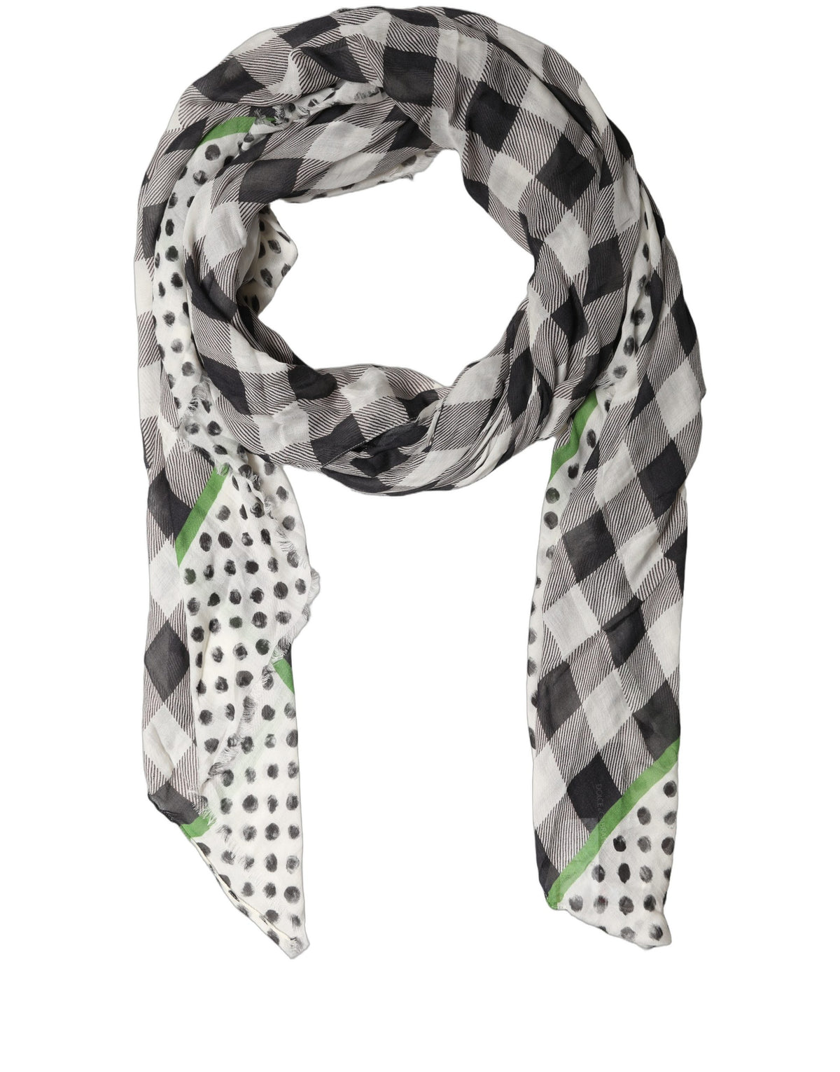Black White Napoli Modal Check Shawl Scarf