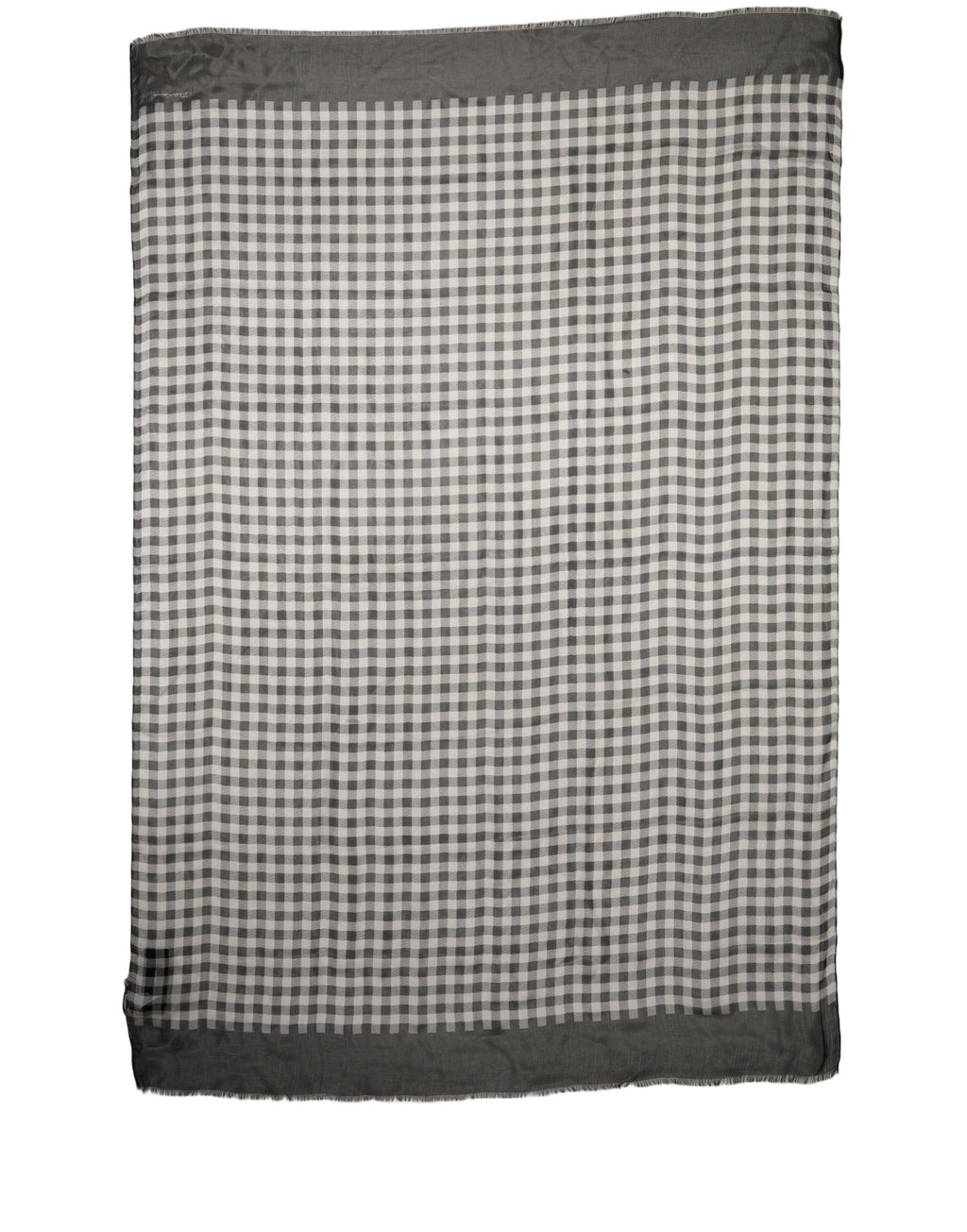 Black White Napoli Silk Gingham Shawl Scarf