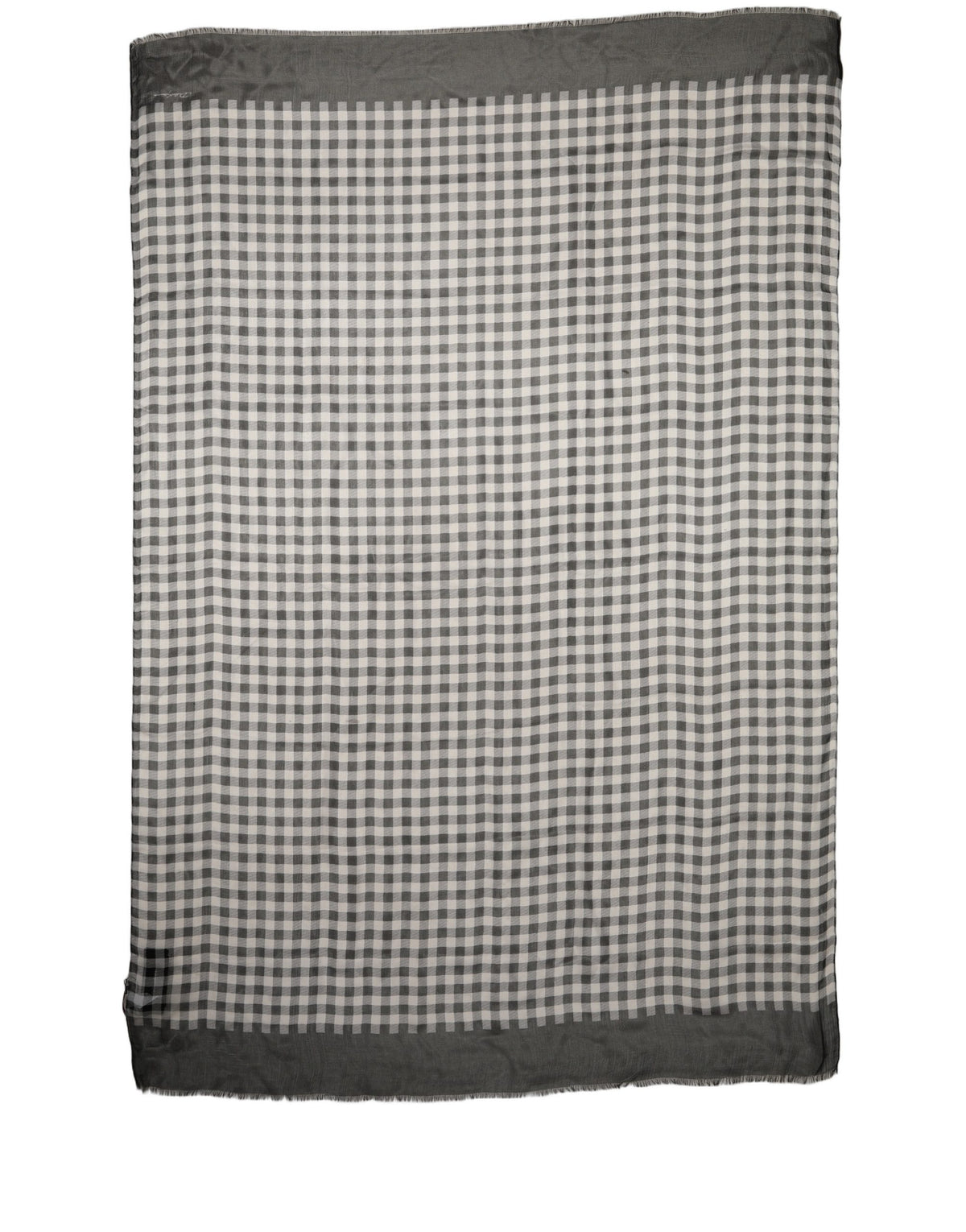 Black White Napoli Silk Gingham Shawl Scarf