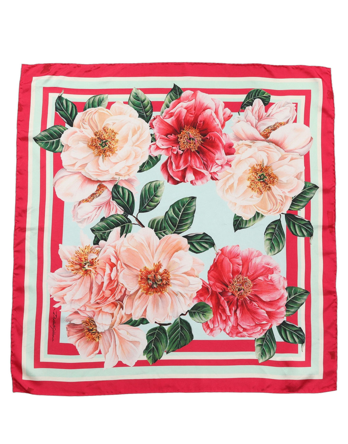 Multicolor Floral Print Square Foulard Scarf