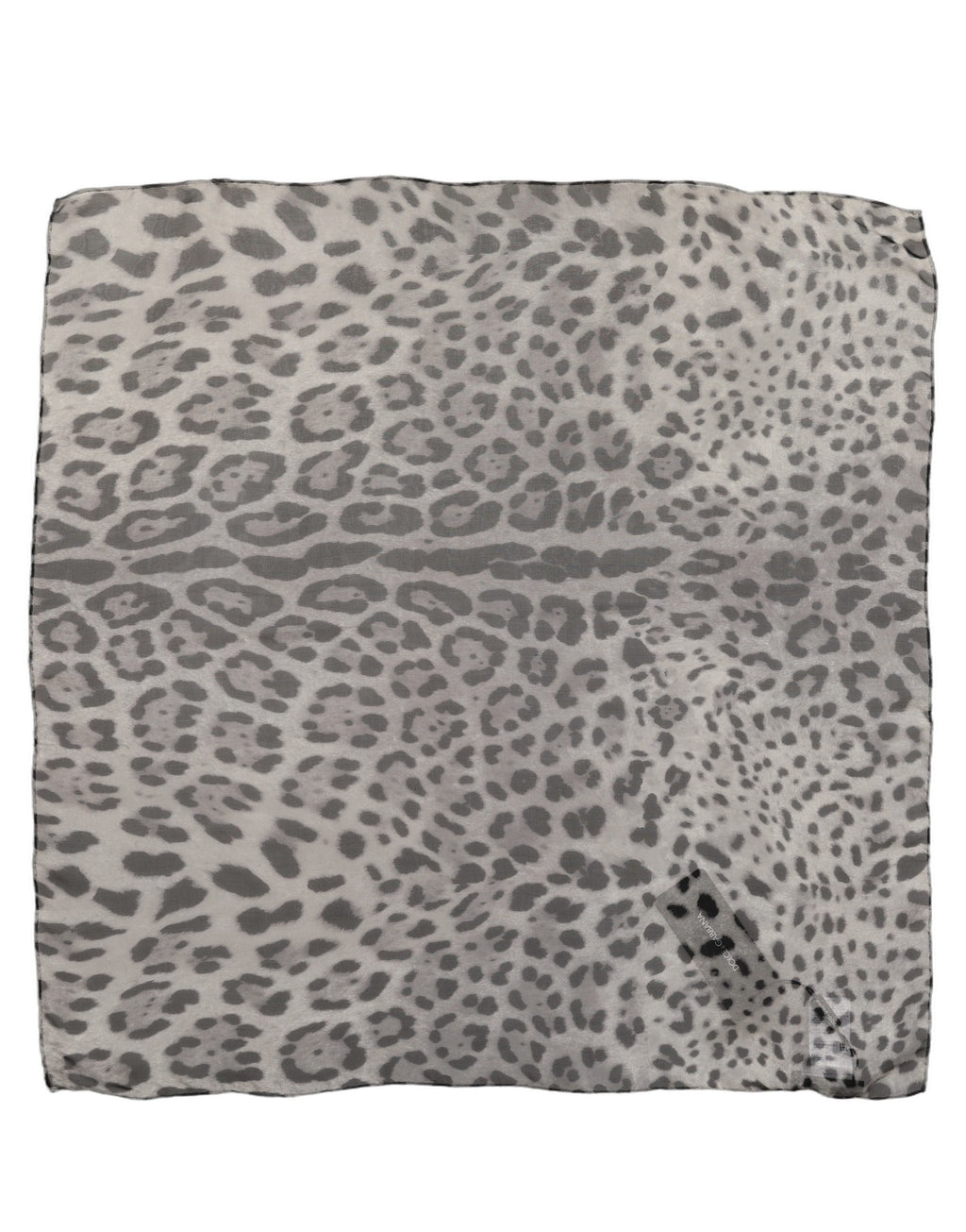 Gray Leopard Print Silk Square Foulard Scarf