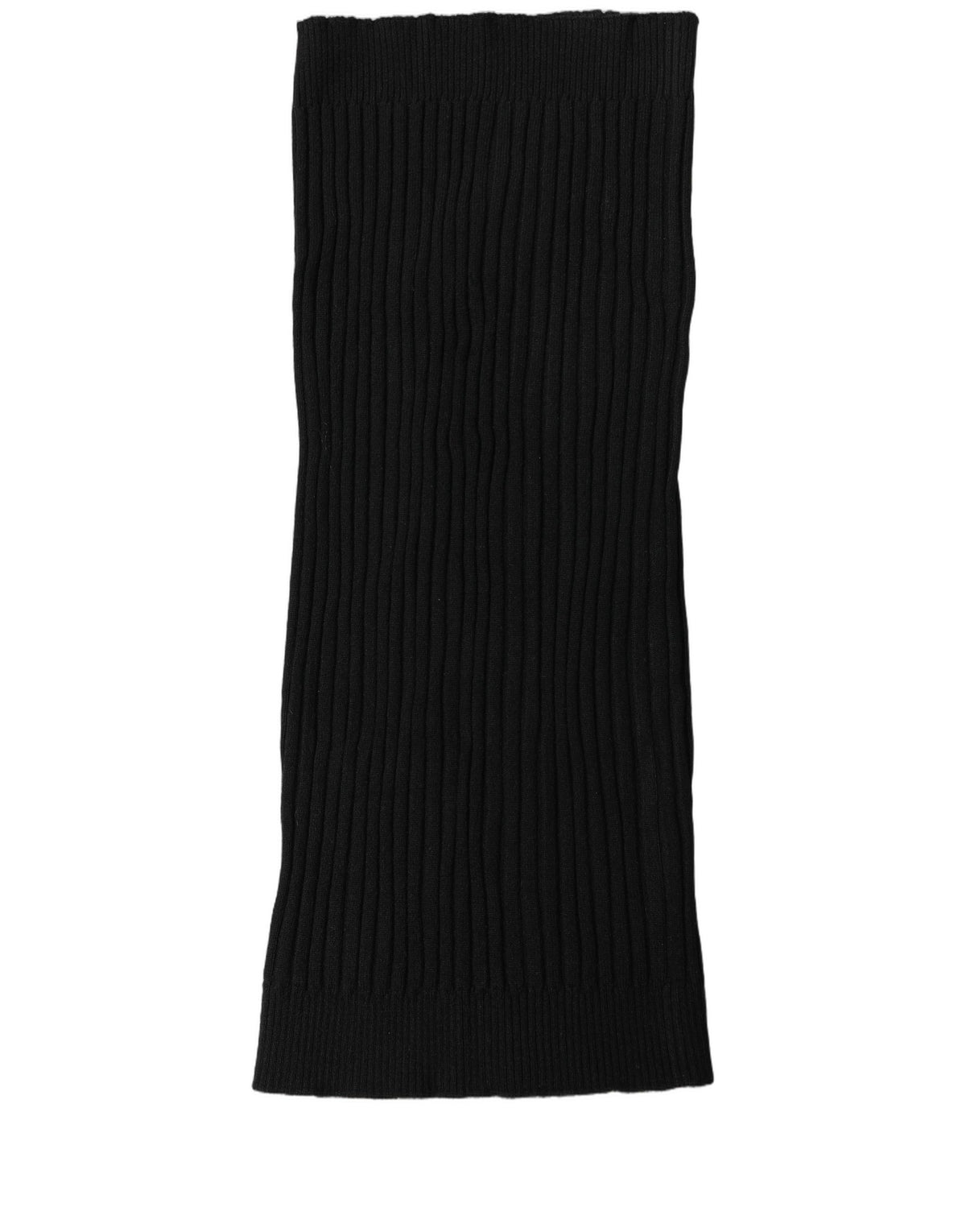 Black Cashmere Ribbed Knit Neck Warmer