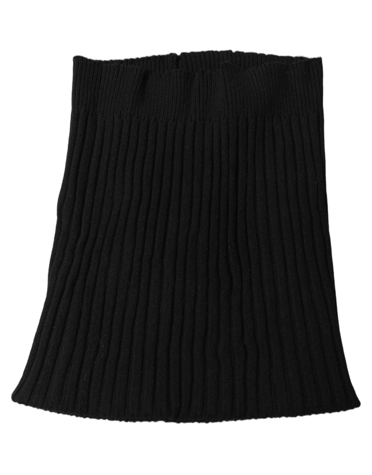 Black Cashmere Ribbed Knit Neck Warmer