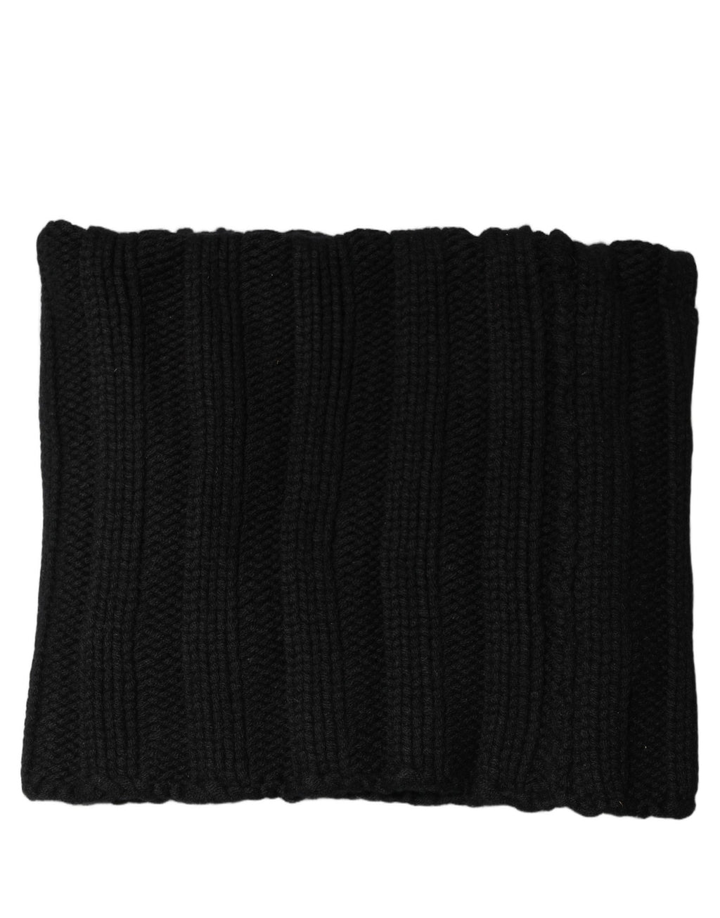 Black Cashmere Ribbed Knit Neck Warmer Scarf