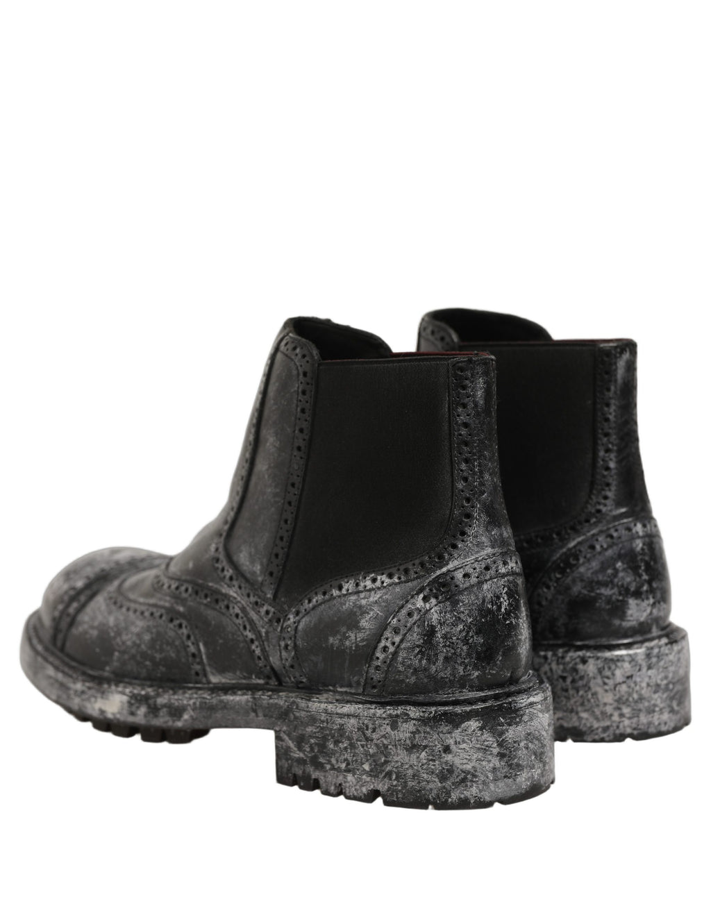Black Gray Leather Ankle Chelsea Boots Shoes