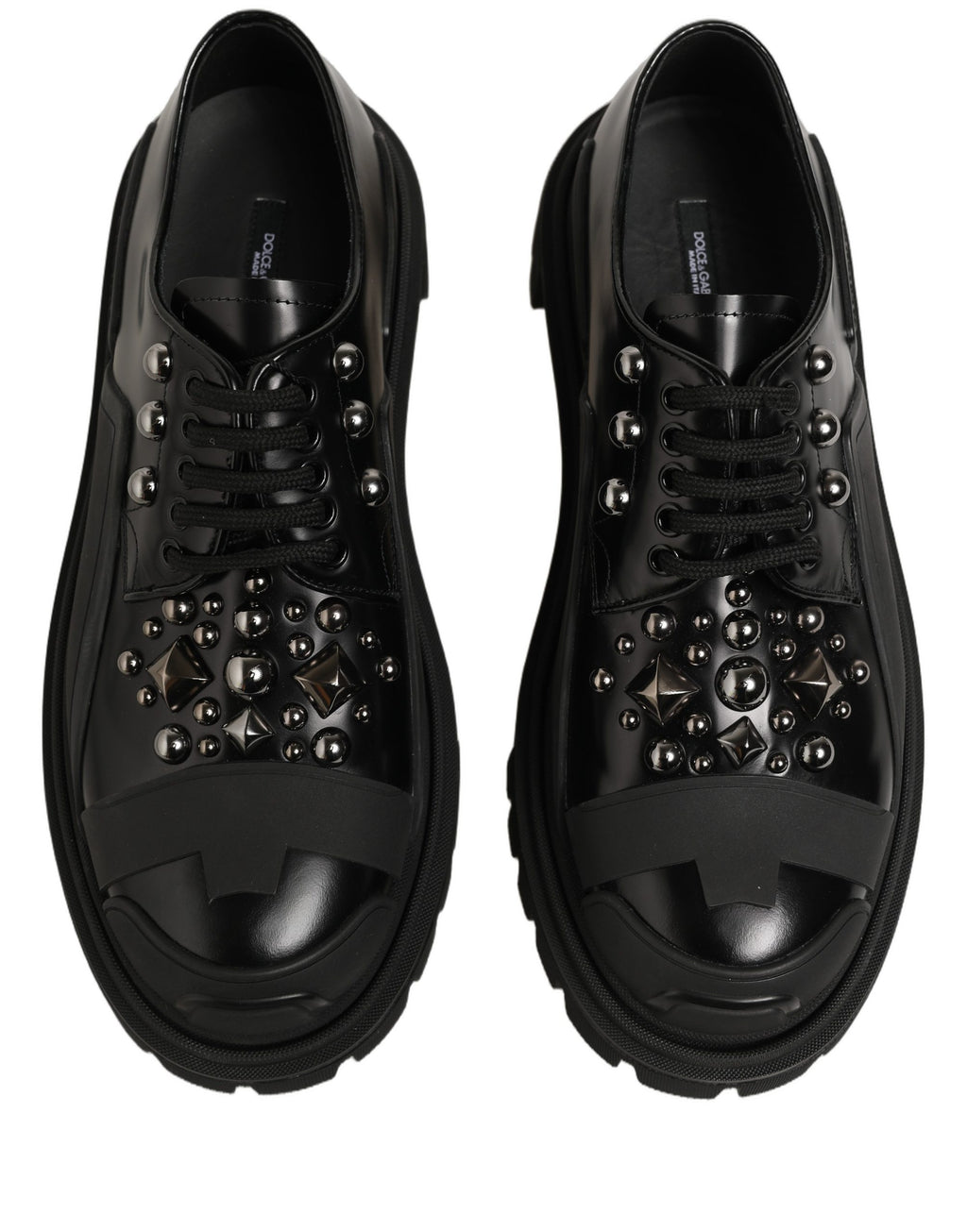 Black Calfskin Leather Trekking Derby Shoes