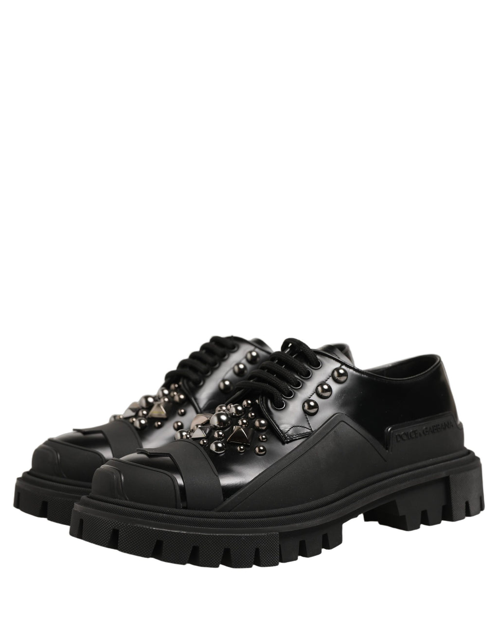 Black Calfskin Leather Trekking Derby Shoes