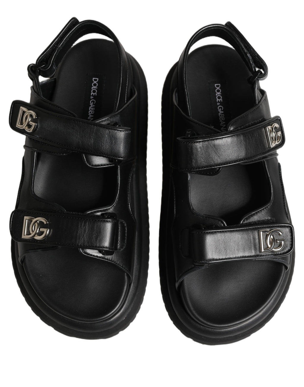 Black DG Logo Sandals Flats Slippers Shoes