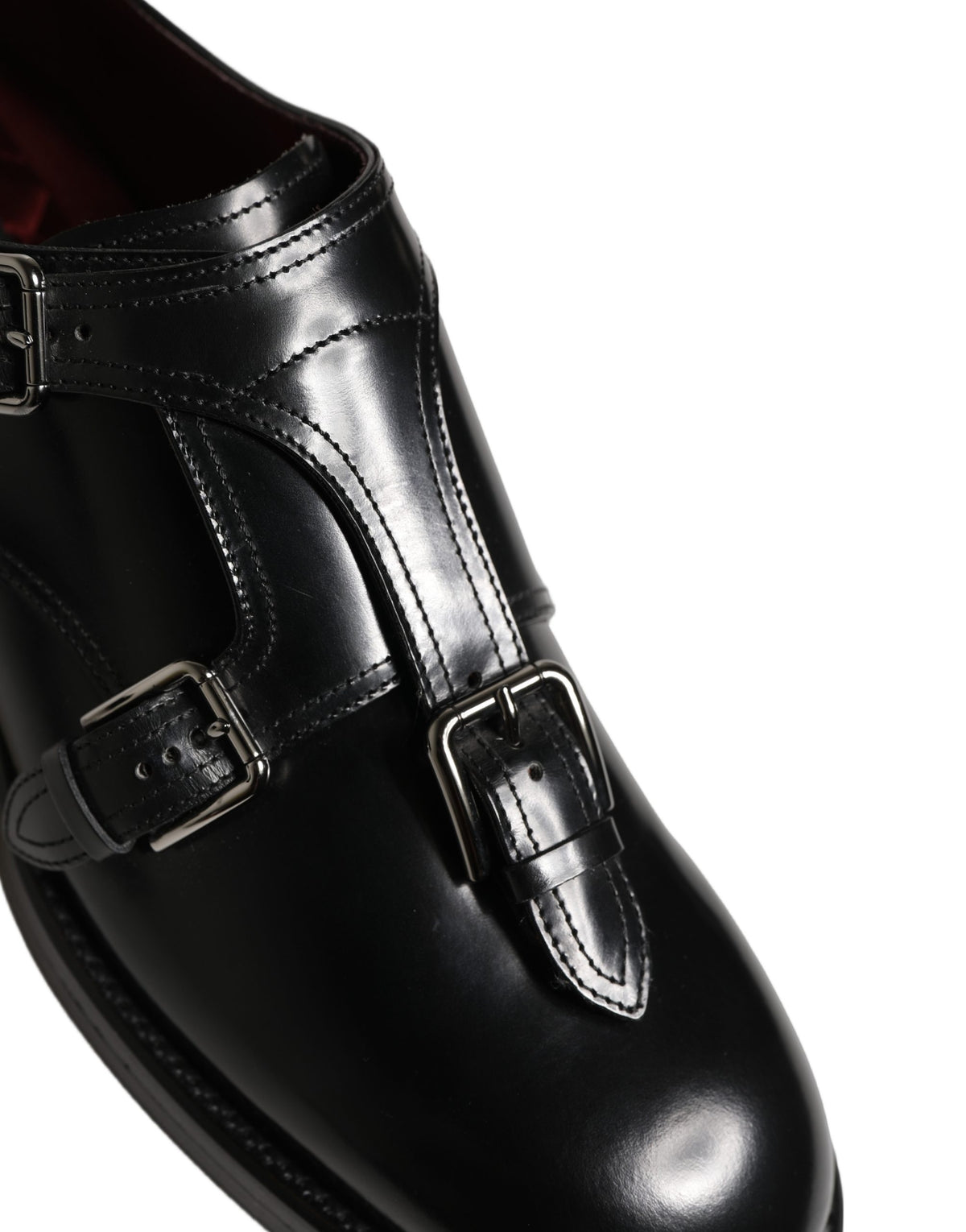 Black Leather Monk Strap Formal Dress Shoes