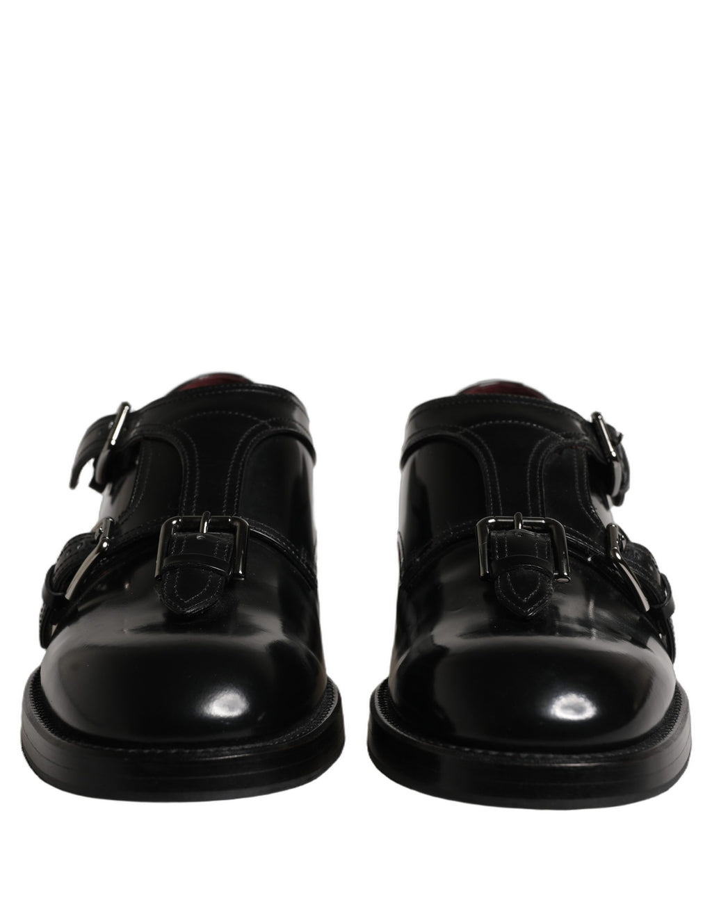 Black Leather Monk Strap Formal Dress Shoes