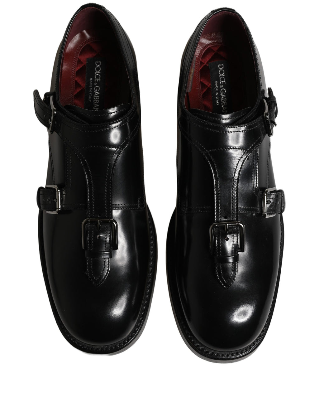 Black Leather Monk Strap Formal Dress Shoes