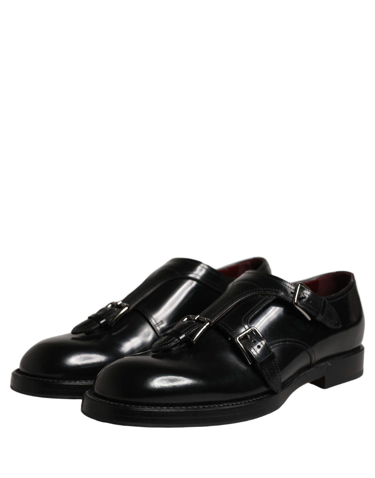 Black Leather Monk Strap Formal Dress Shoes
