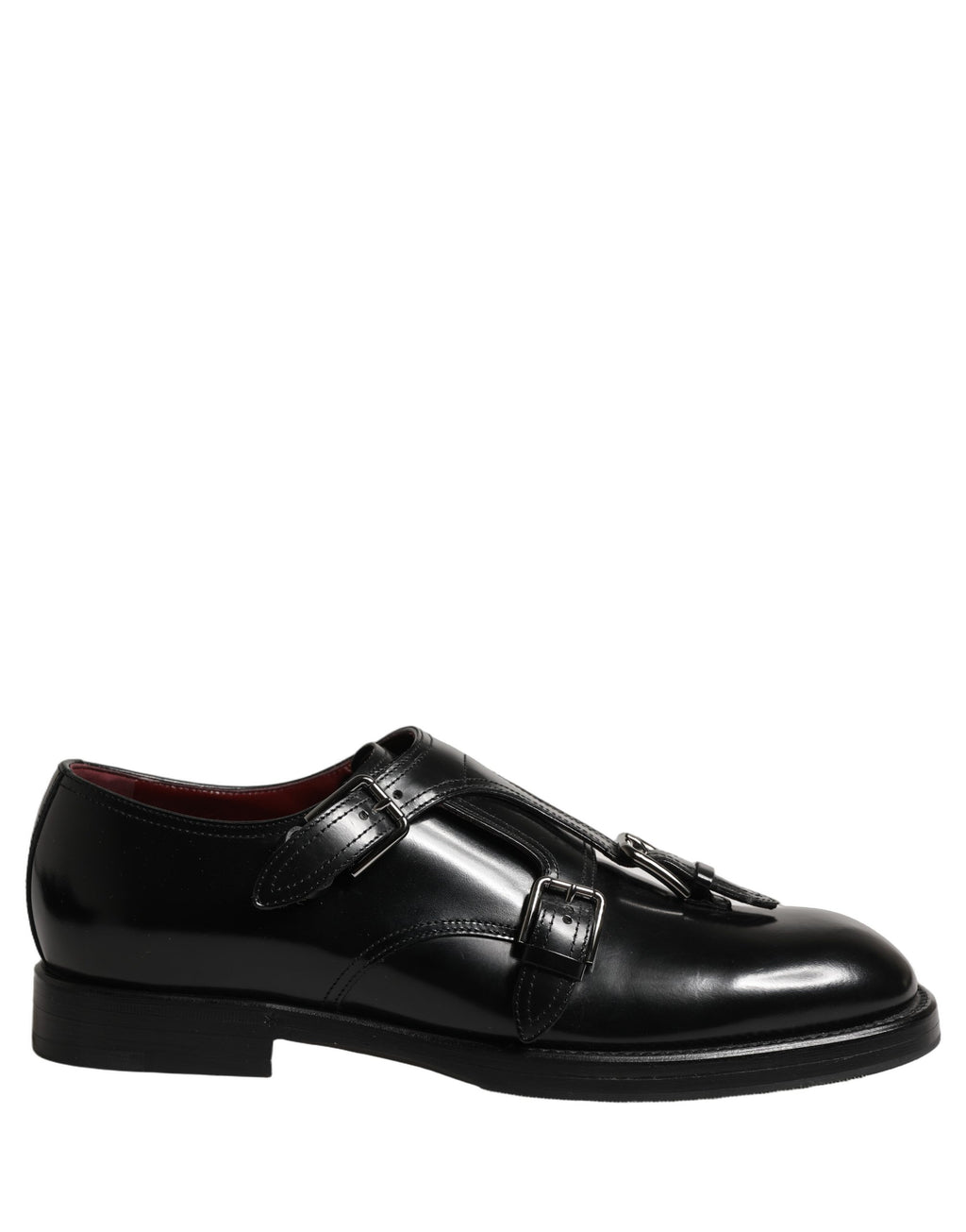 Black Leather Monk Strap Formal Dress Shoes