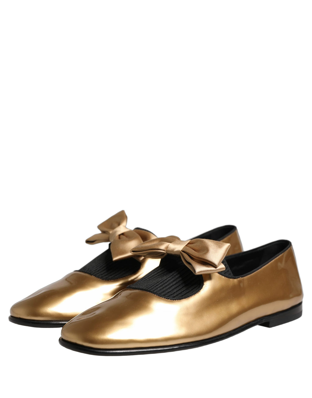 Metallic Gold Leather Flats Loafers Shoes