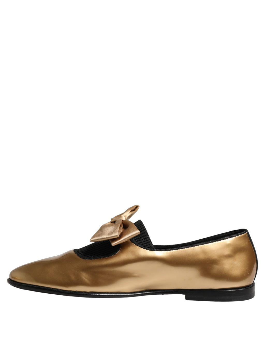 Metallic Gold Leather Flats Loafers Shoes
