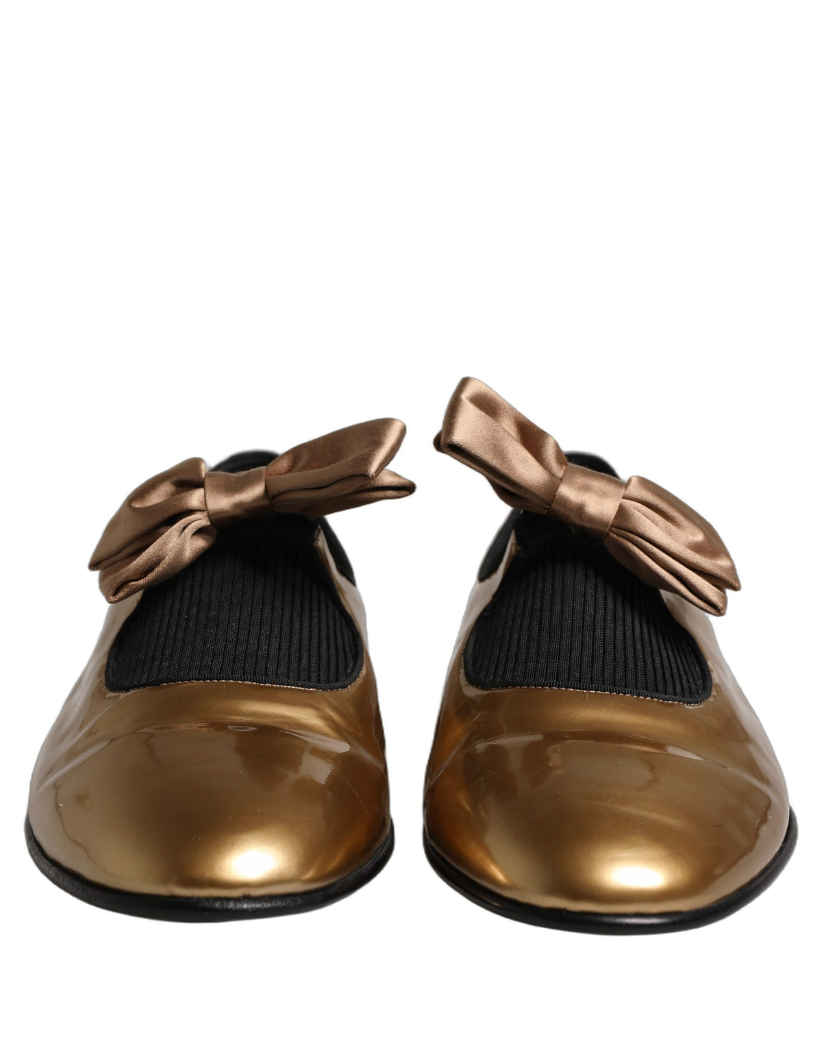 Metallic Gold Leather Flats Loafers Shoes