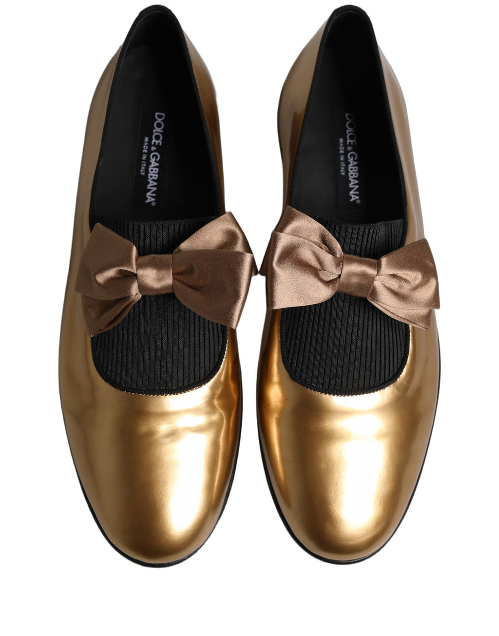 Metallic Gold Leather Flats Loafers Shoes