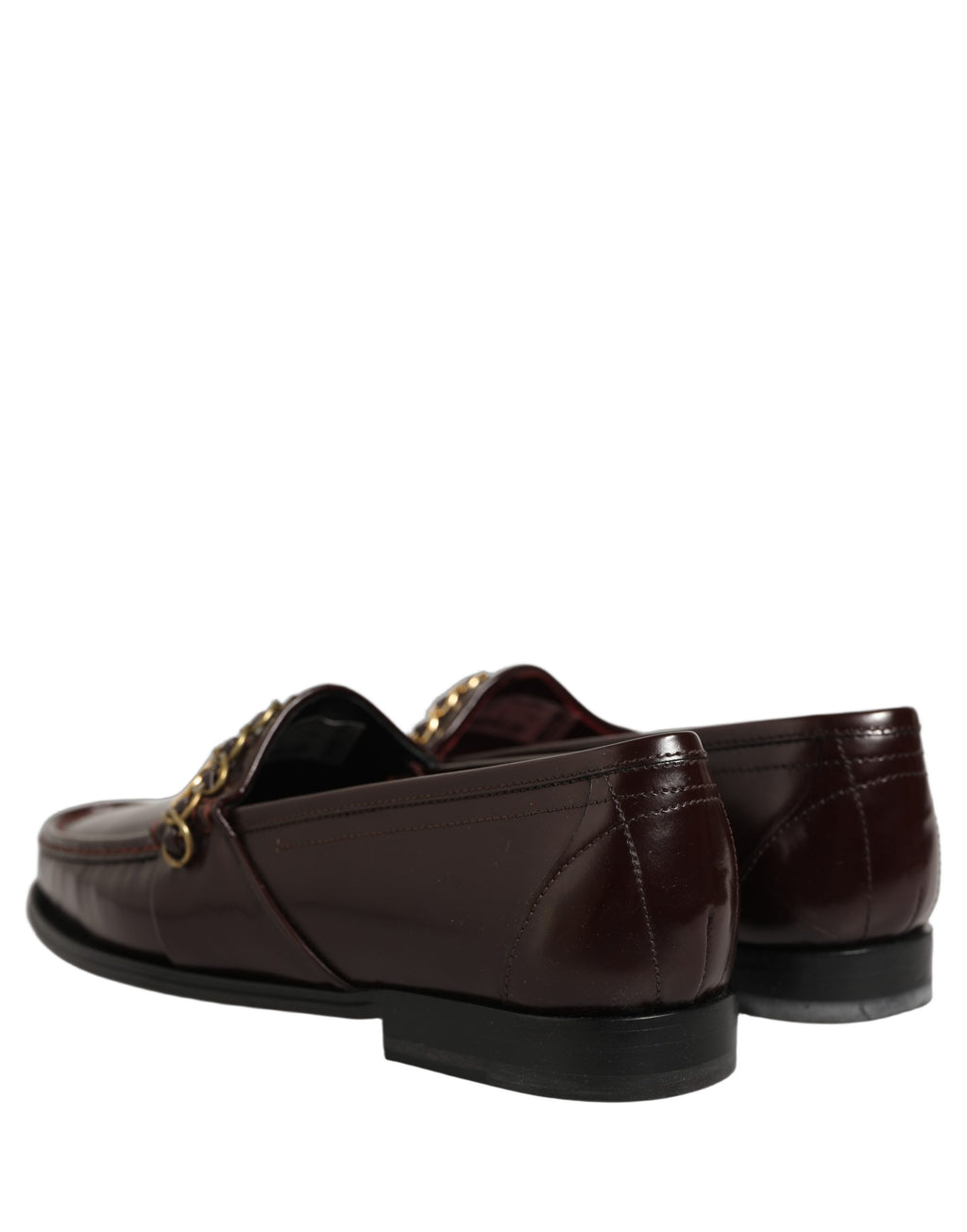 Maroon DG Chain Calfskin Leather Loafers Shoes