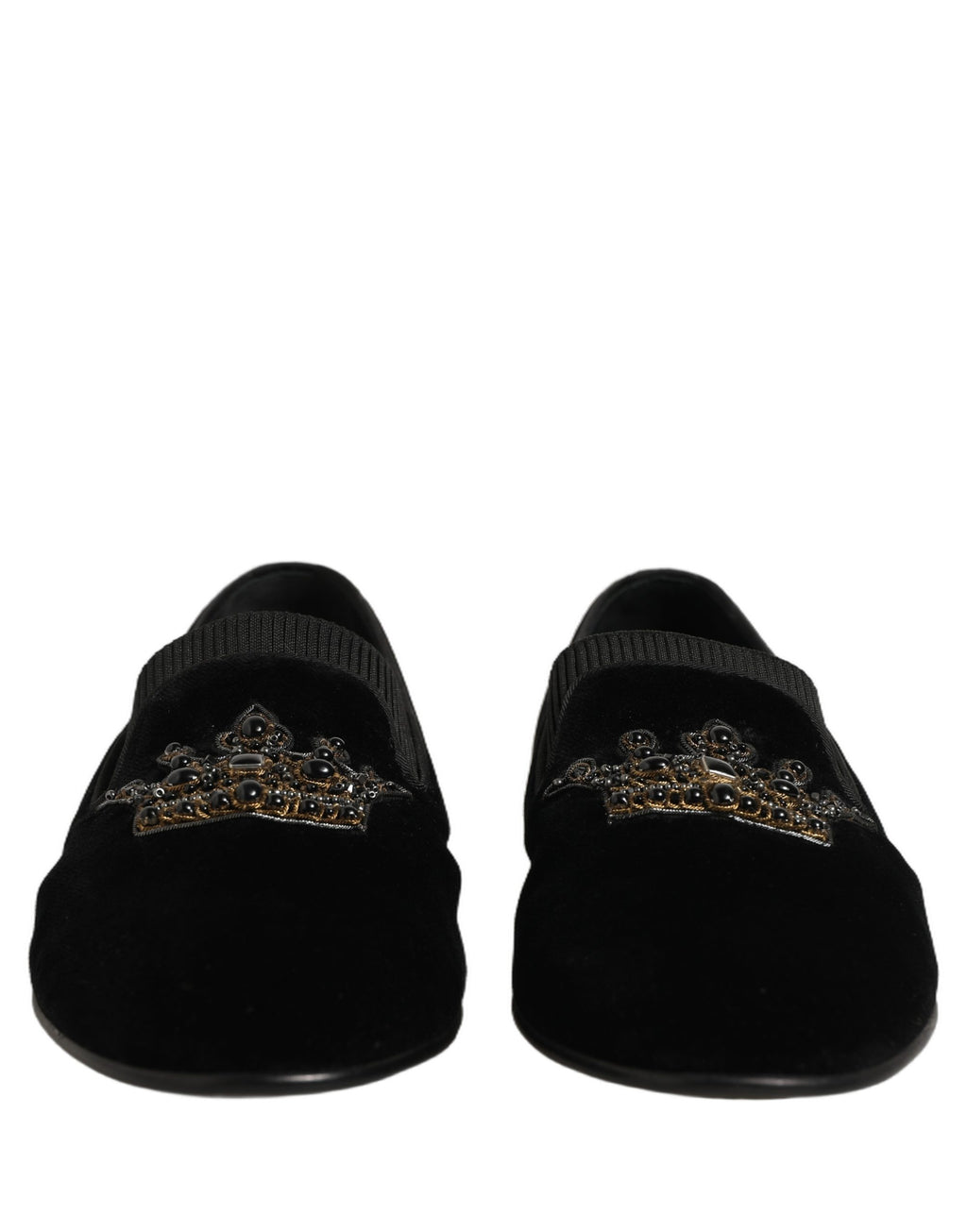 Black Crown Embellished Men Loafers Shoes