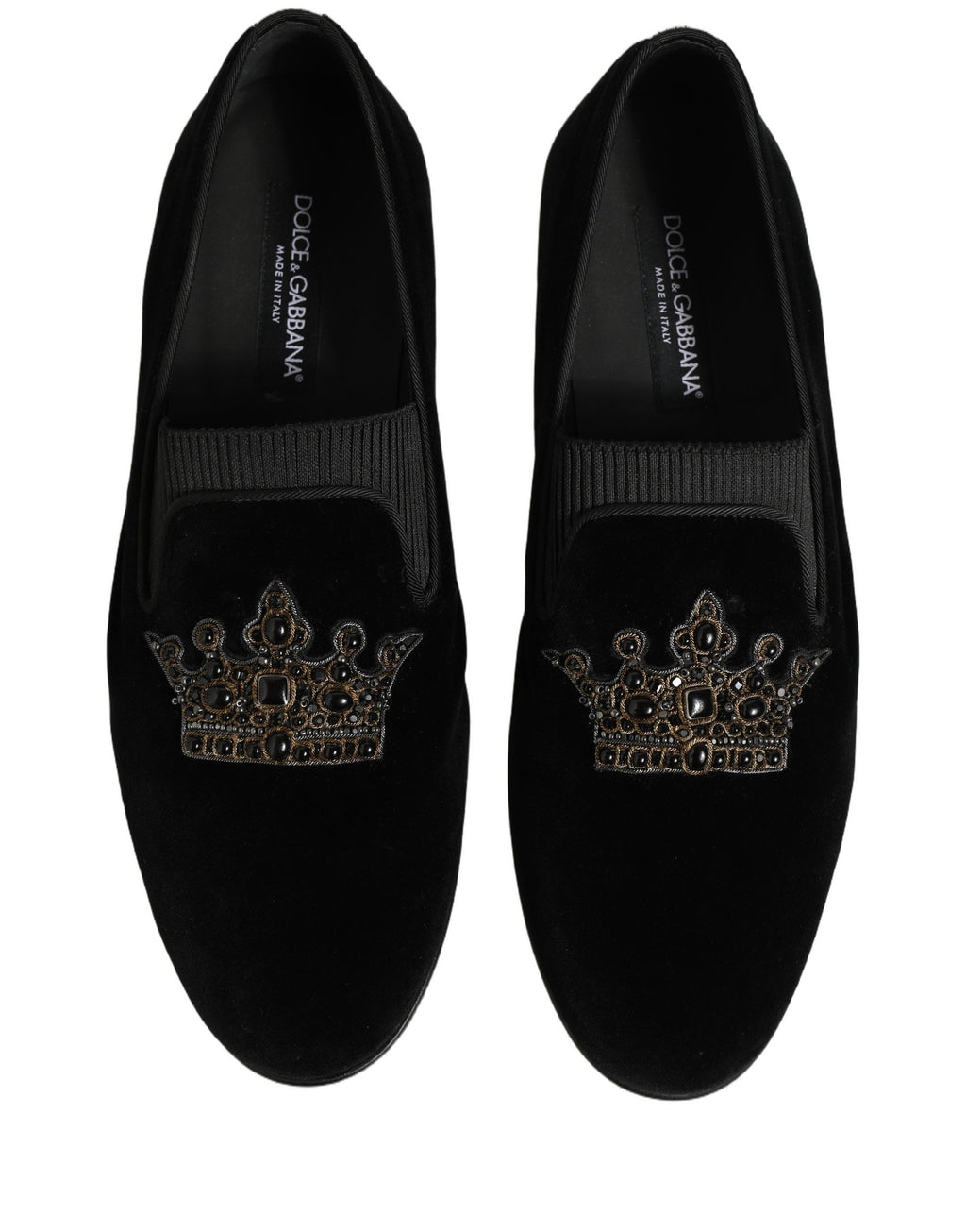 Black Crown Embellished Men Loafers Shoes