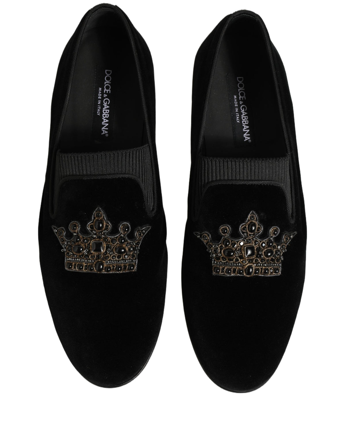 Black Crown Embellished Men Loafers Shoes