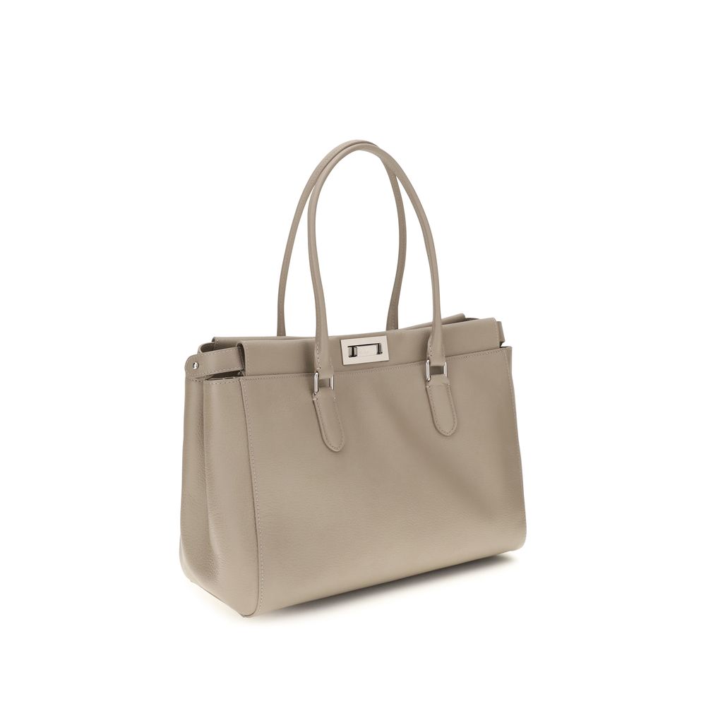 Beige Calf Leather Bos Taurus Shoulder Bag