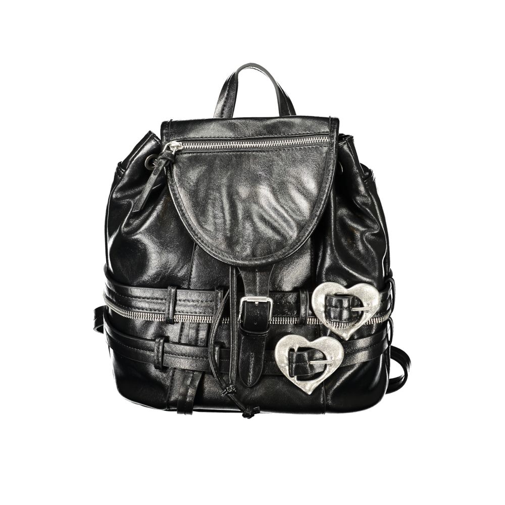 Black Polyurethane Womens Backpack