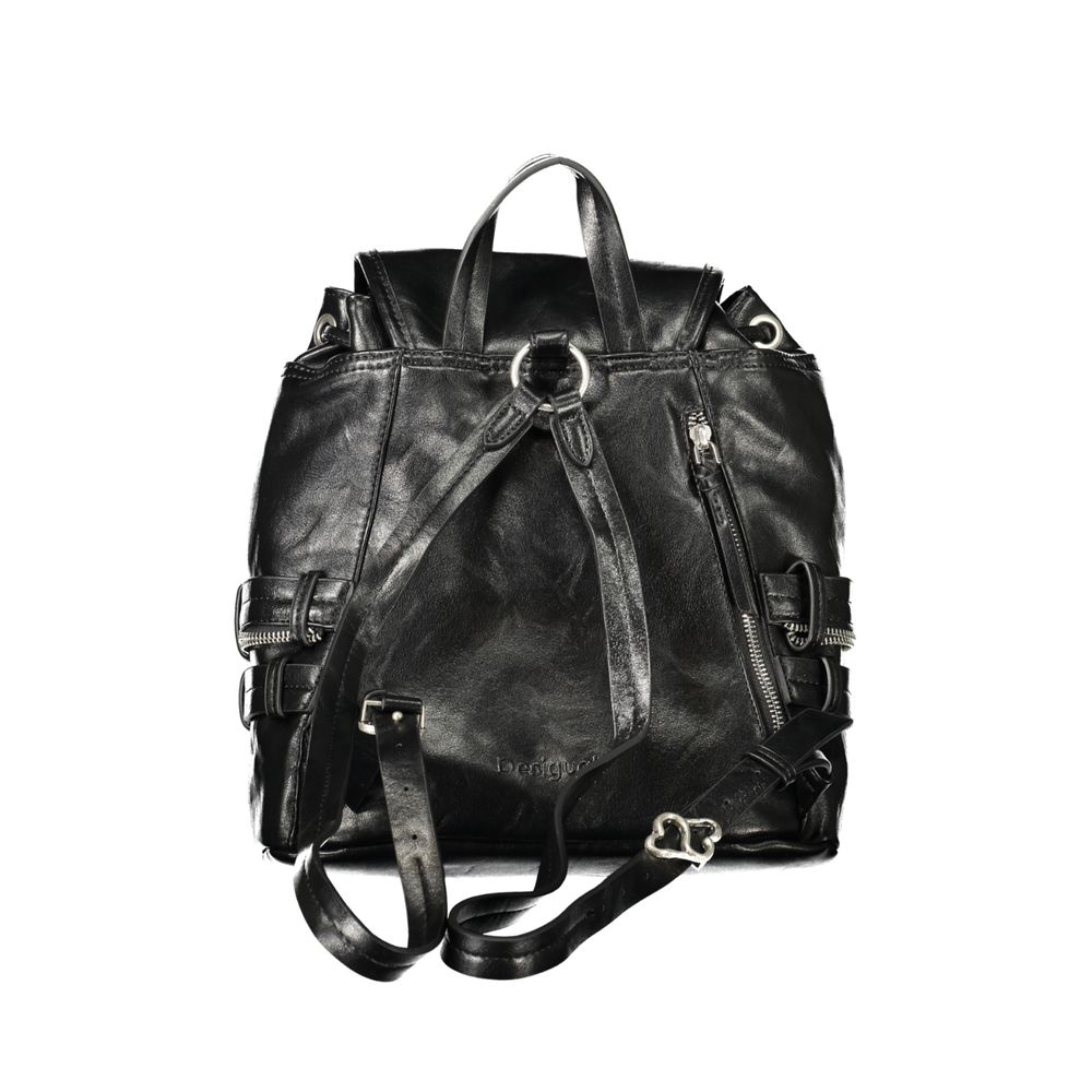 Black Polyurethane Womens Backpack