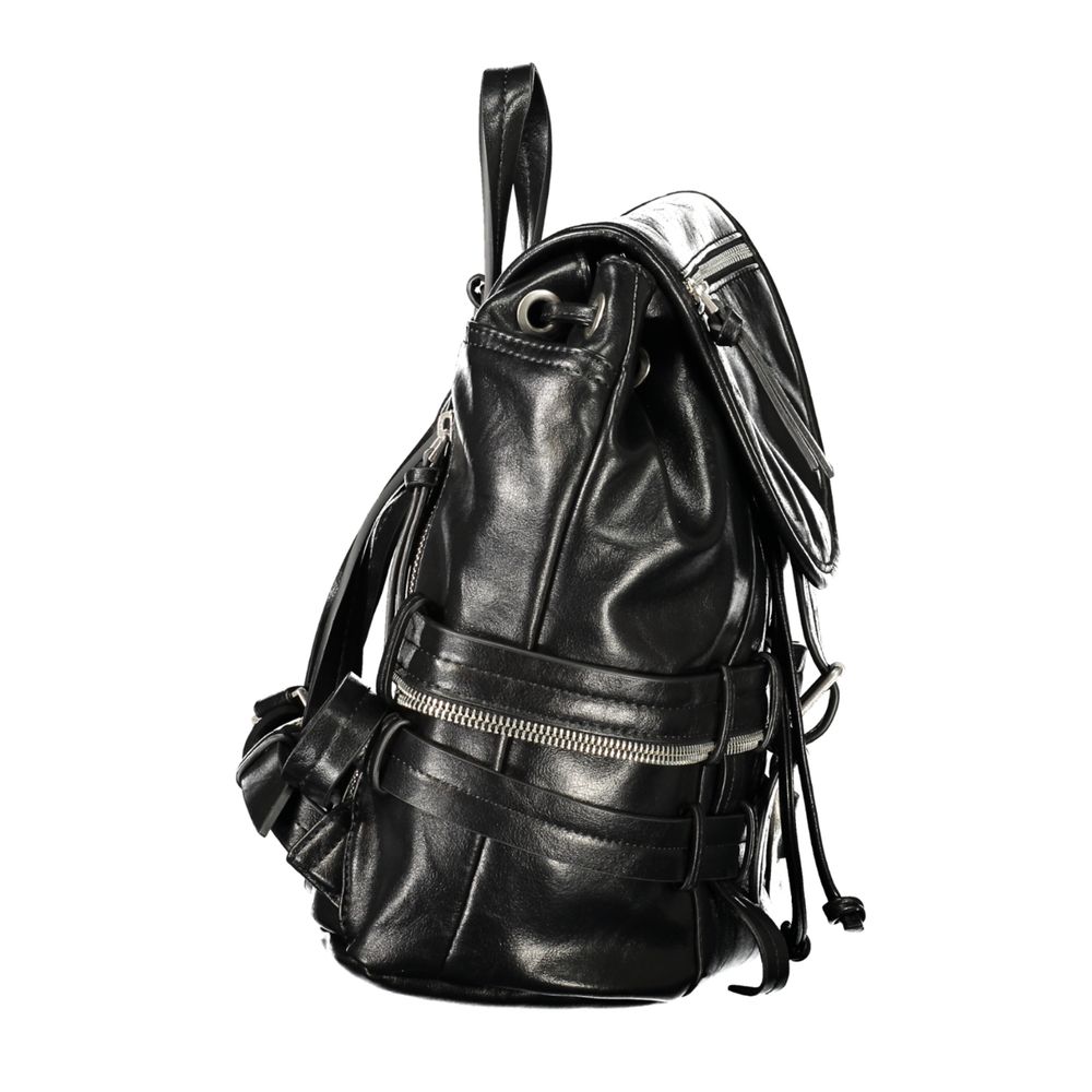 Black Polyurethane Womens Backpack