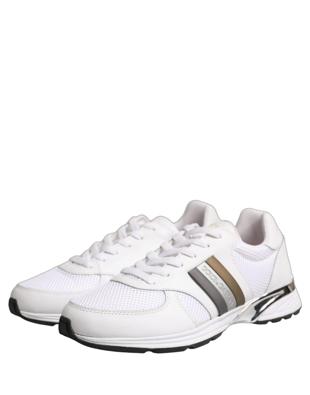 White Leather Mesh Low Top Neb Sneakers Shoes