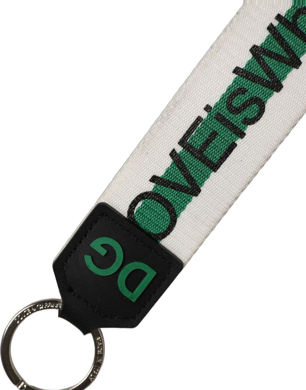 Green Logo Polyester Silver Brass Holder Keychain Keyring