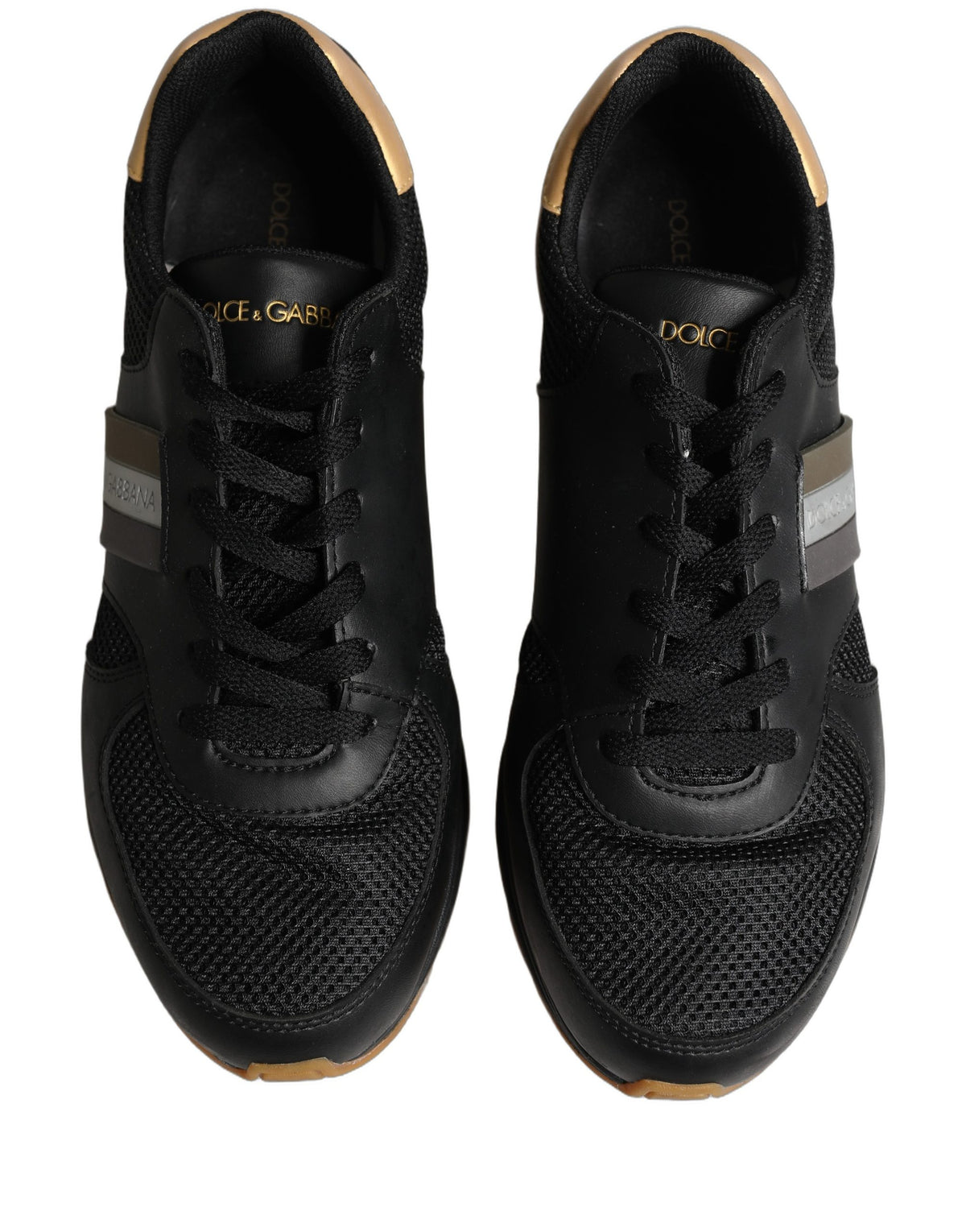Black Gold Leather Low Top Sneakers Shoes