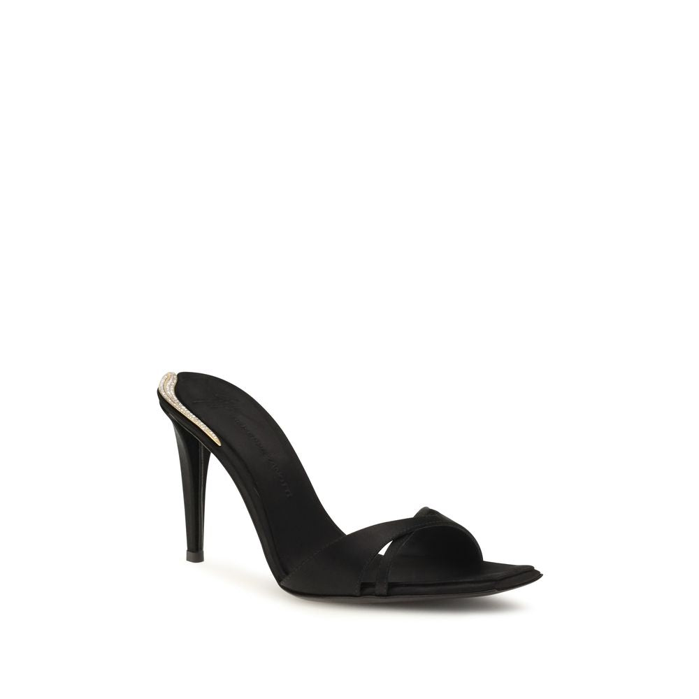 Black Viscose Stiletto Heel Sandals