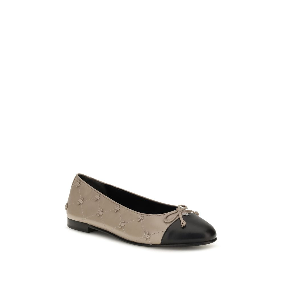 Beige Calf Leather Bos Taurus Ballet Flats