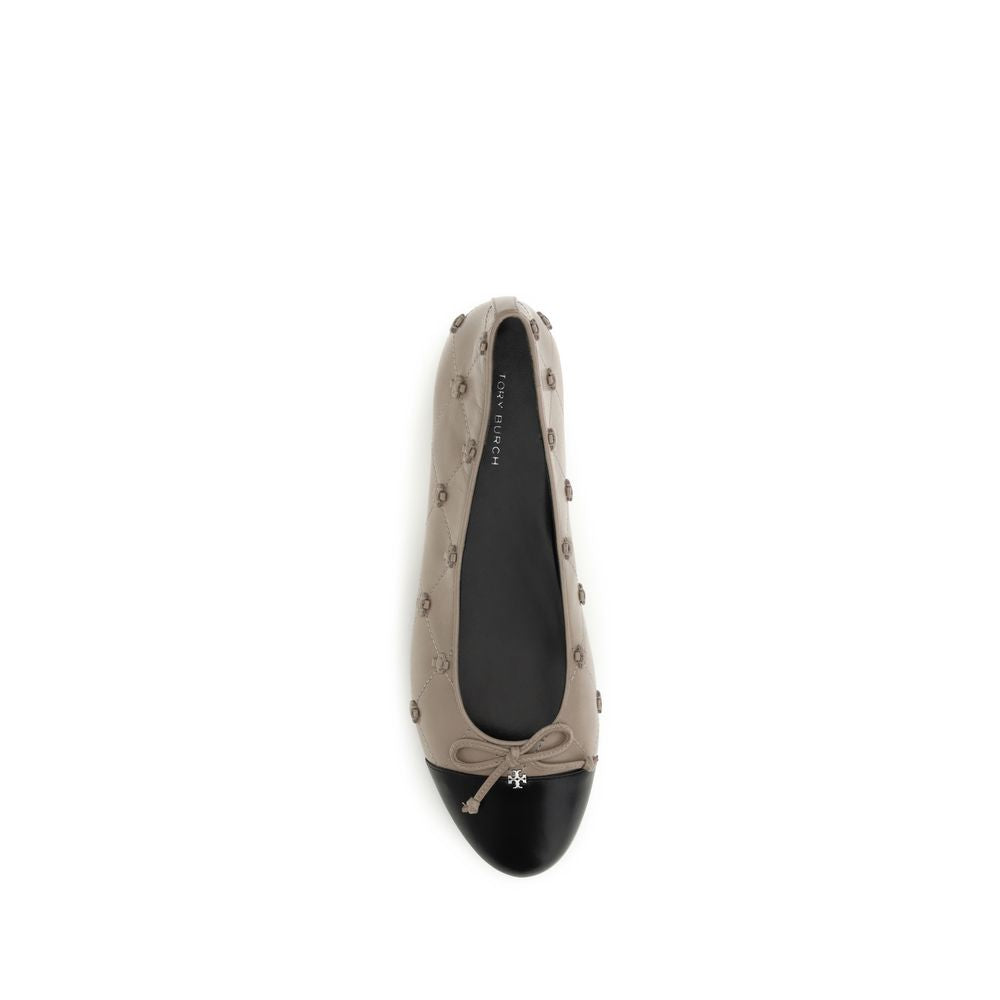 Beige Calf Leather Bos Taurus Ballet Flats