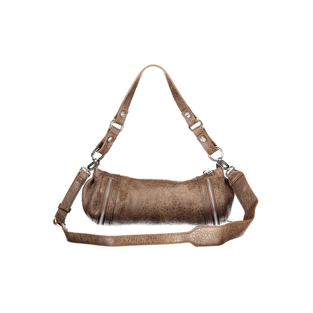Brown Polyurethane Women Bag