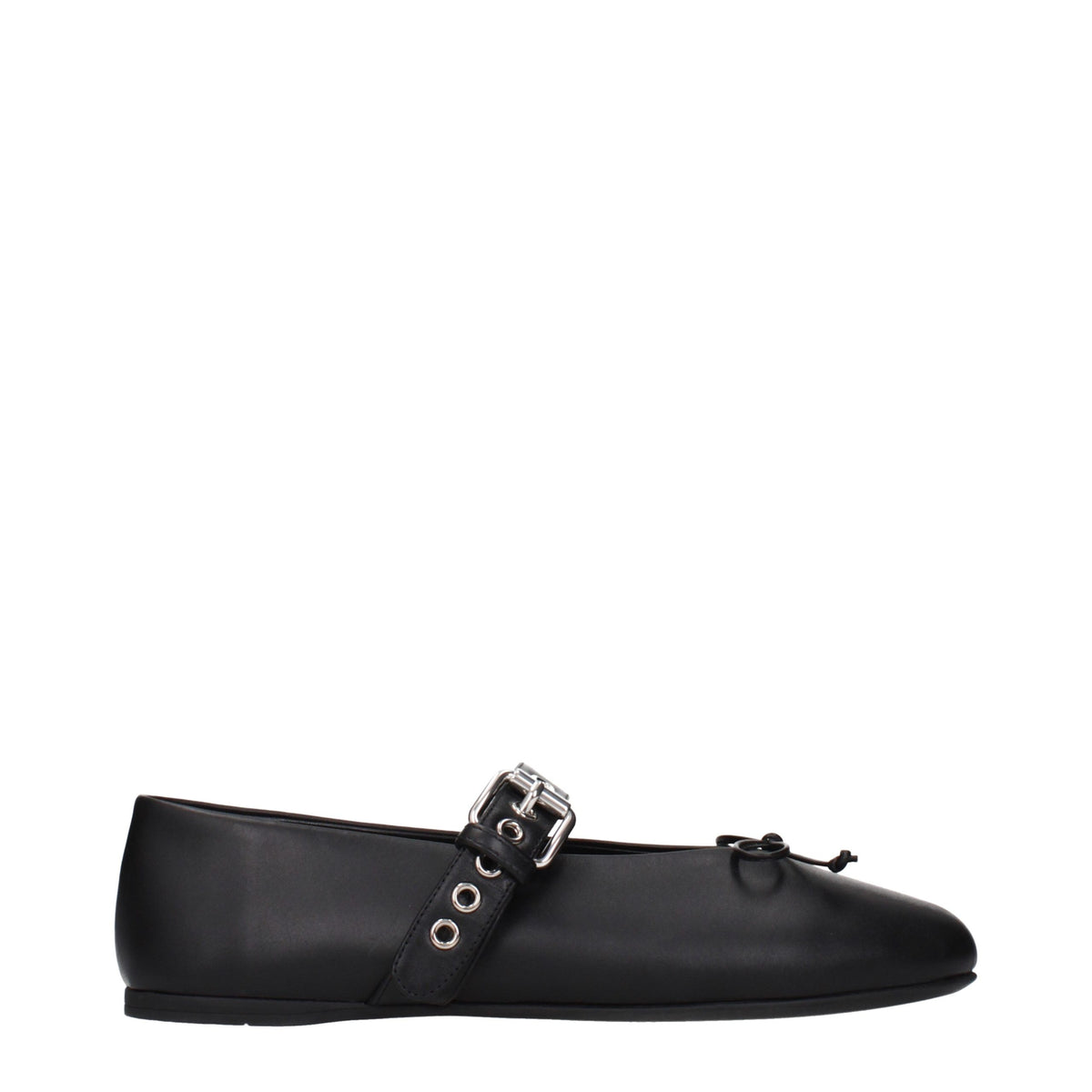 Black Leather Ballet Flats