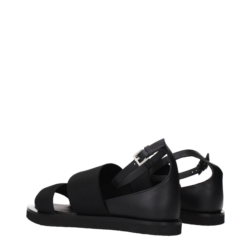 Black Fabric Flat Sandals