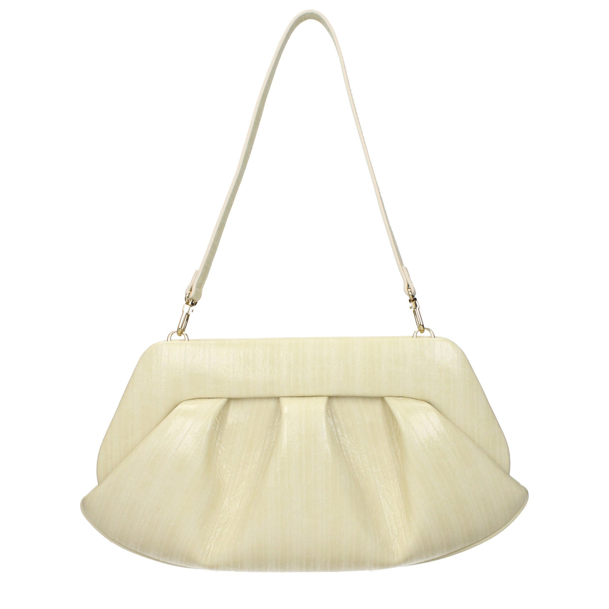 Beige Leather Clutch Bag