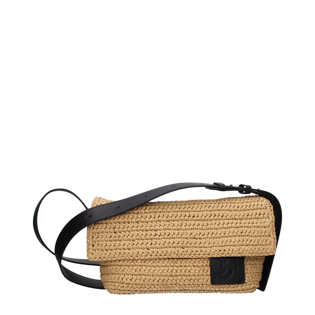 Beige Raffia Crossbody Bag