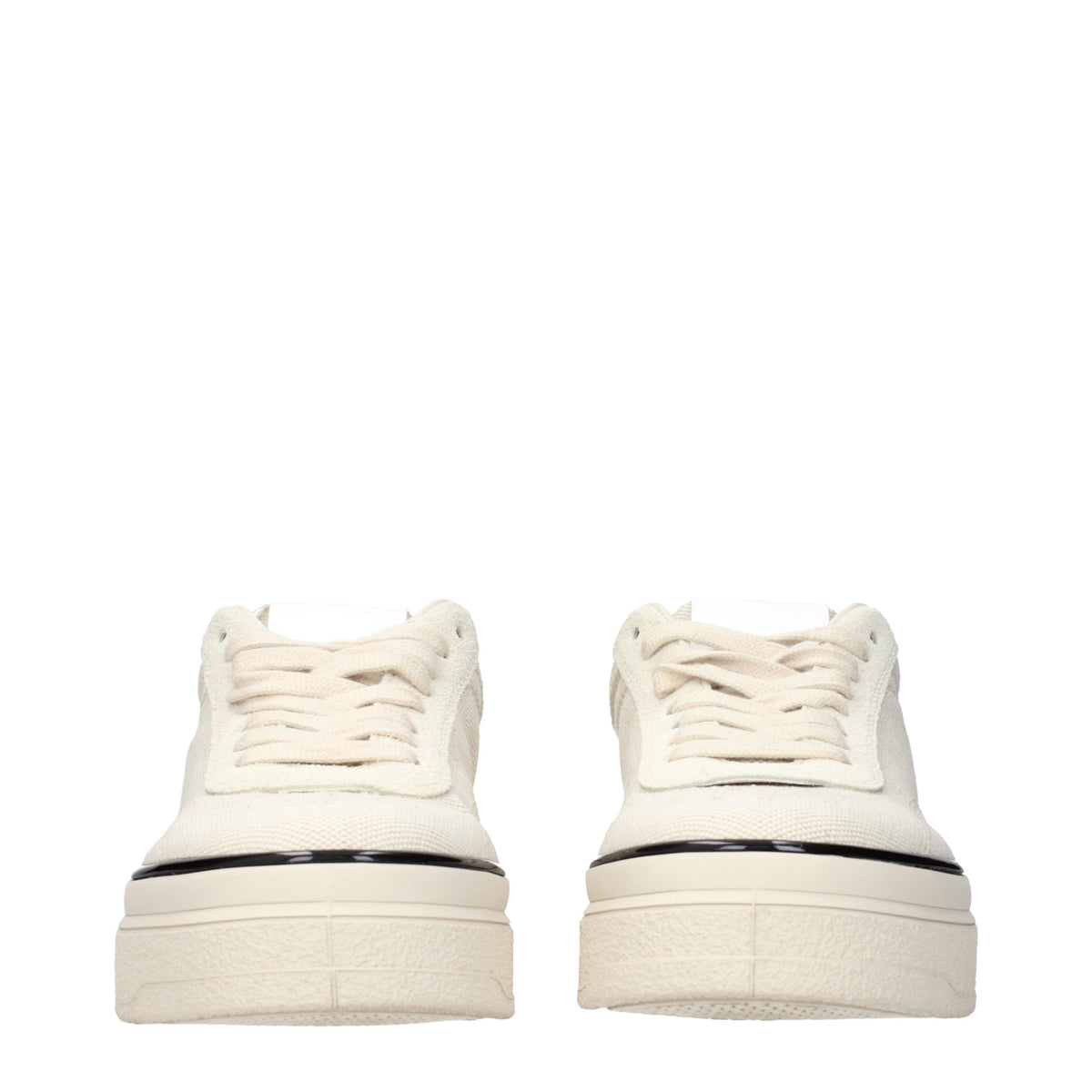 Beige Fabric Platform Sneakers