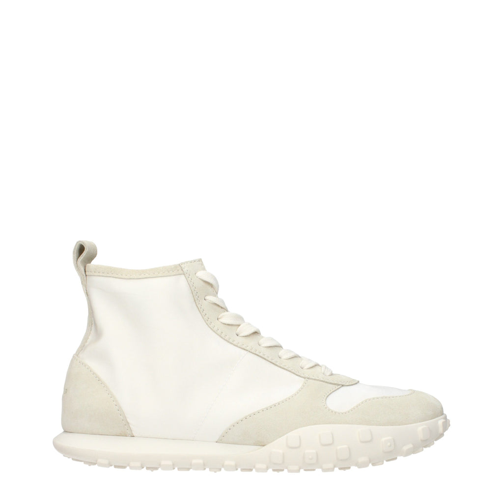 White Fabric High Top Sneakers