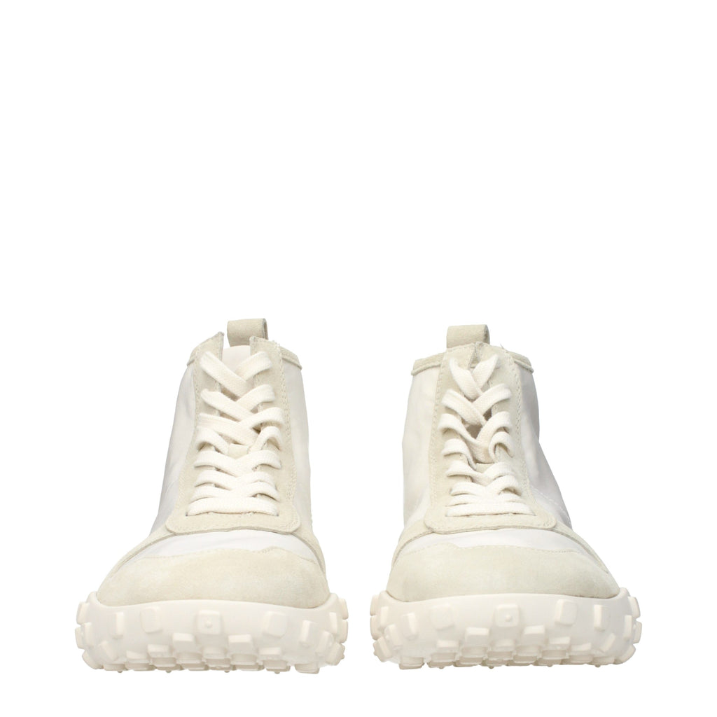 White Fabric High Top Sneakers